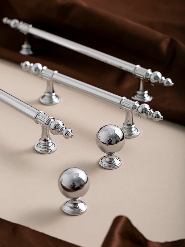 Durable Solid Brass Cabinet Knobs – Bright Silver Luxury Handles