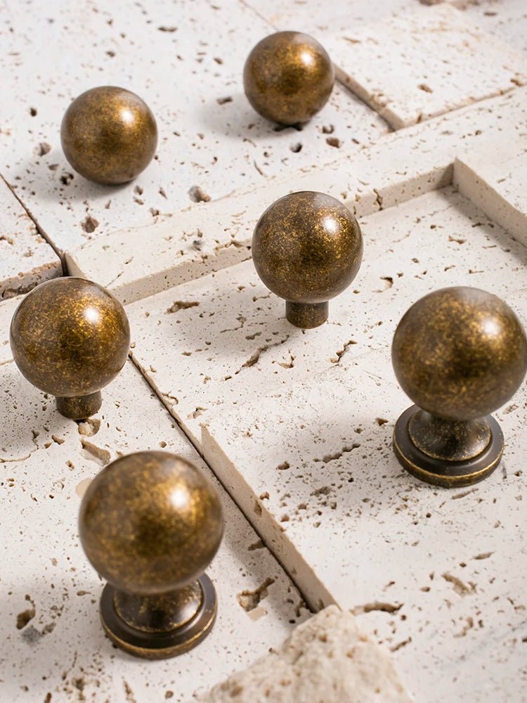 Elegant Spherical Antique Brass Knob for Cabinets and Drawers