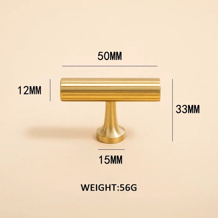 Vertical Line Brass Pull Handles – T-Bar Design for Cabinets