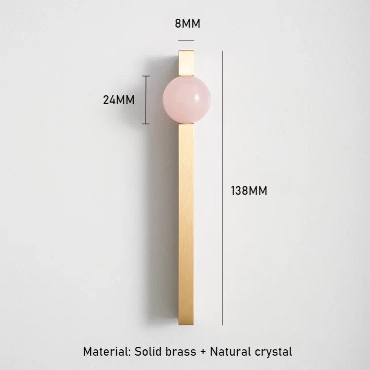 Contemporary White Crystal Ball + Brass Handles – Wardrobe Pulls