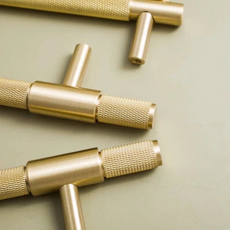 Premium Knurled Brass Knobs – Satin Finish Pulls for Drawers