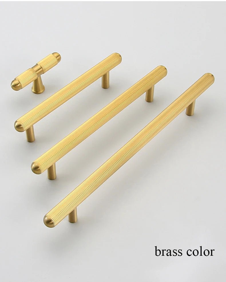 Sleek Knurled Brass T-Bar Handles – Antique Bronze Pulls for Cabinets