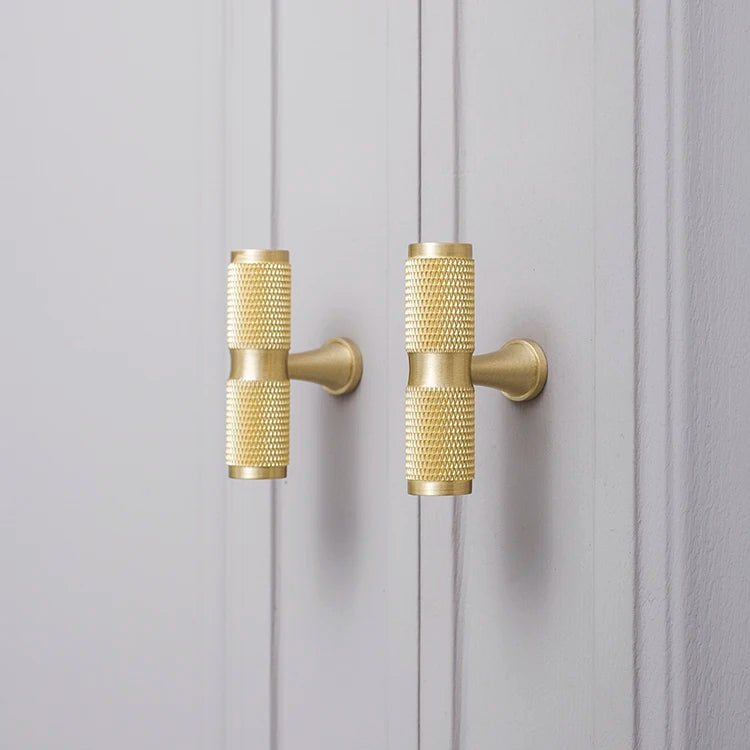 Brass Knurled Cabinet Handle – Modern Kitchen Pull