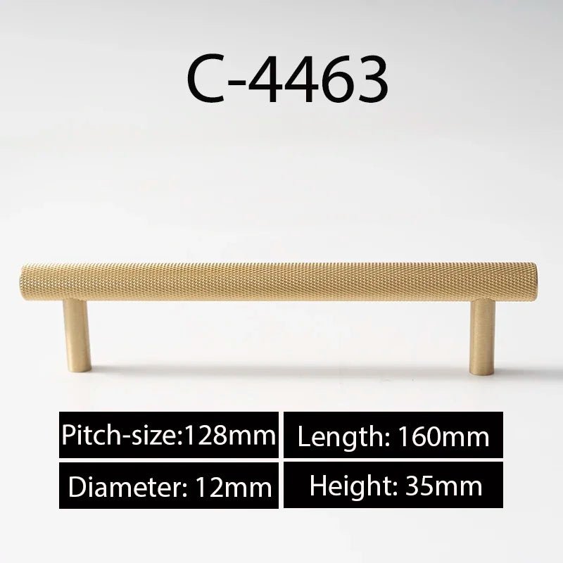 T-Bar Cabinet Handle with Cross Knurling in Brass Finishes