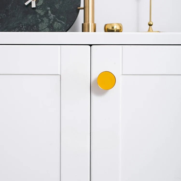 Elegant Leather & Brass Knob – Nordic Style Pull for Modern Furniture