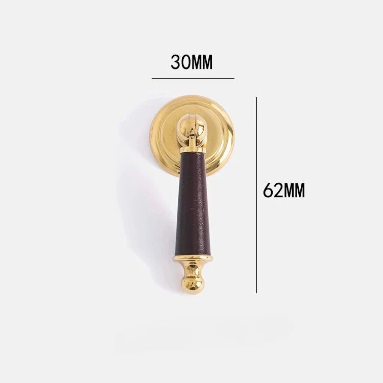 Elegant Leather & Brass Pull Handle – Modern Drawer Pull for Contemporary Cabinets