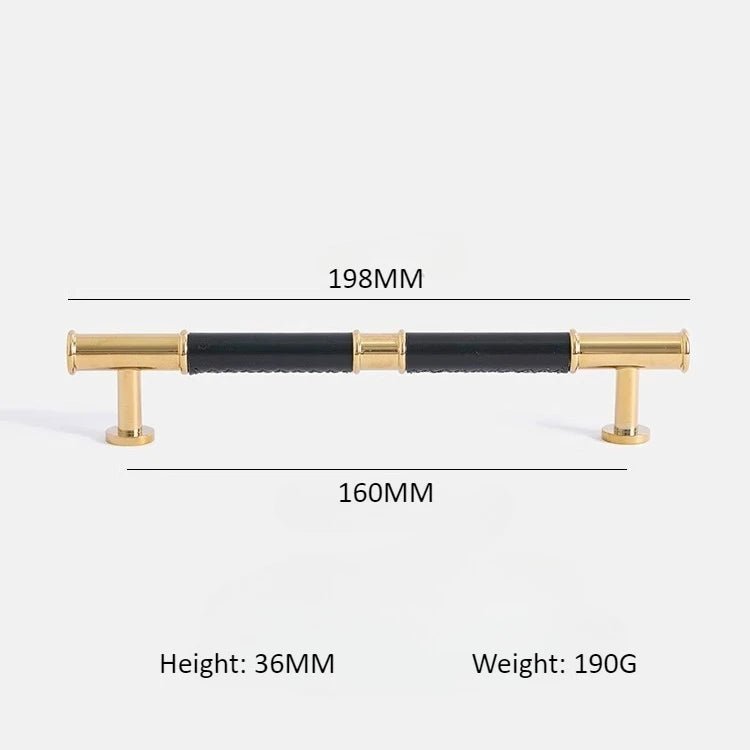 Durable Leather & Brass Cabinet Pull – Modern Drawer Handle for Furniture