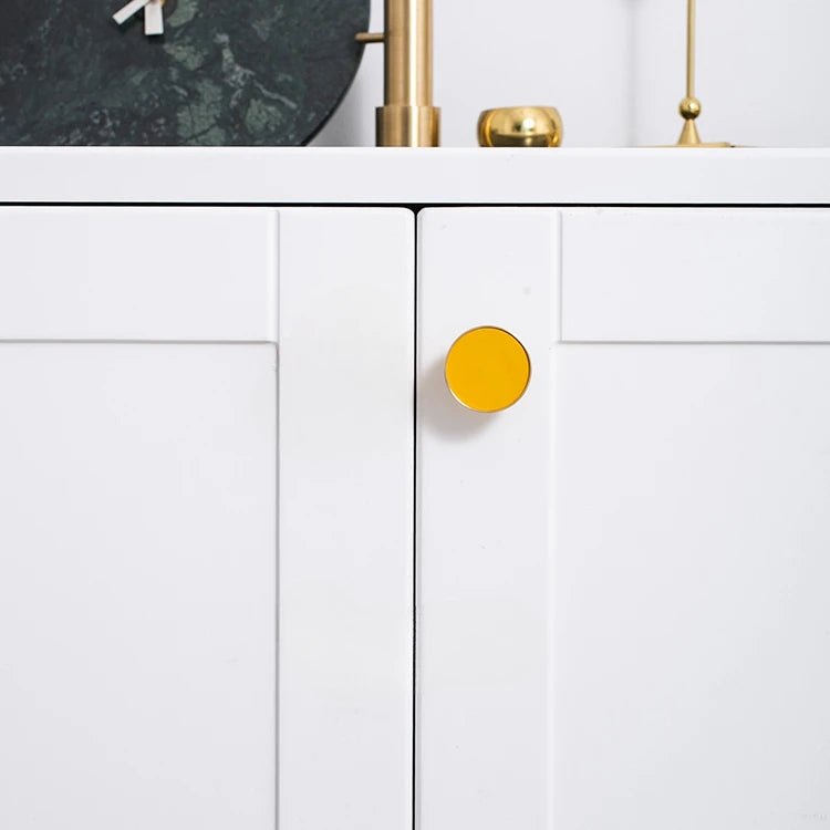 Sleek Leather & Brass Knob – Nordic Style Pull Handle for Modern Cabinets