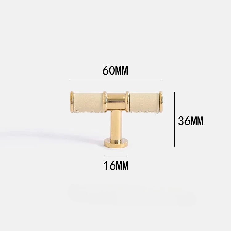 Stylish Leather & Brass Cabinet Pull – 5" Modern Drawer Handle