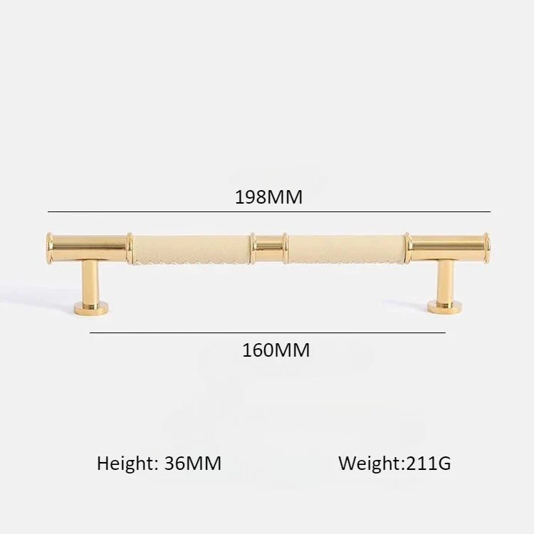 Leather & Brass Pull Handles – 5" Modern Drawer Handles for Stylish Cabinets