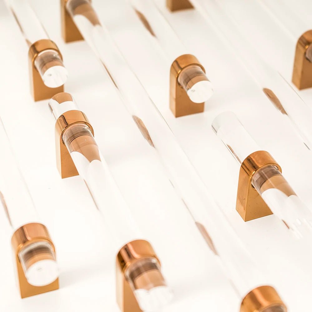 Elegant Acrylic and Rose Gold Brass Knob for Cabinet Pulls