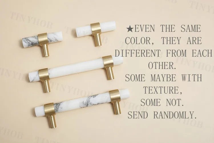 Elegant Marble and Brass T-Bar Cabinet Handle