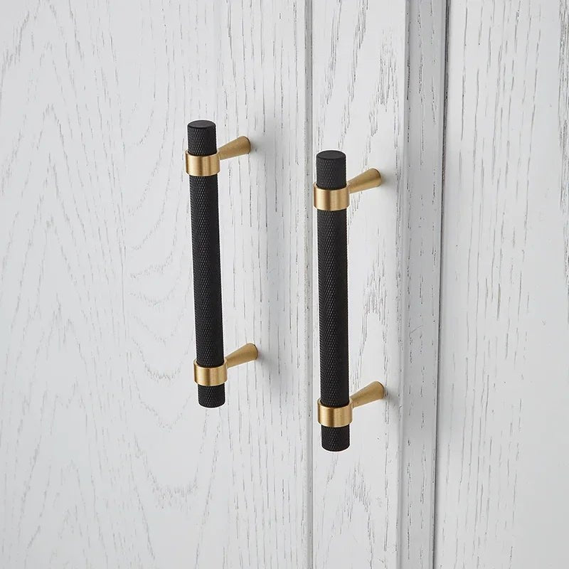 Black Knurled Brass Handles for Kitchen & Bedroom Pulls