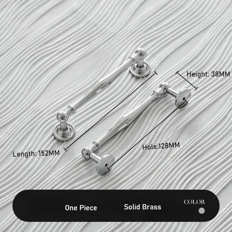 Luxury Brass Cabinet Handle & Knob – Mirror Silver T-Bar Pull for Furniture
