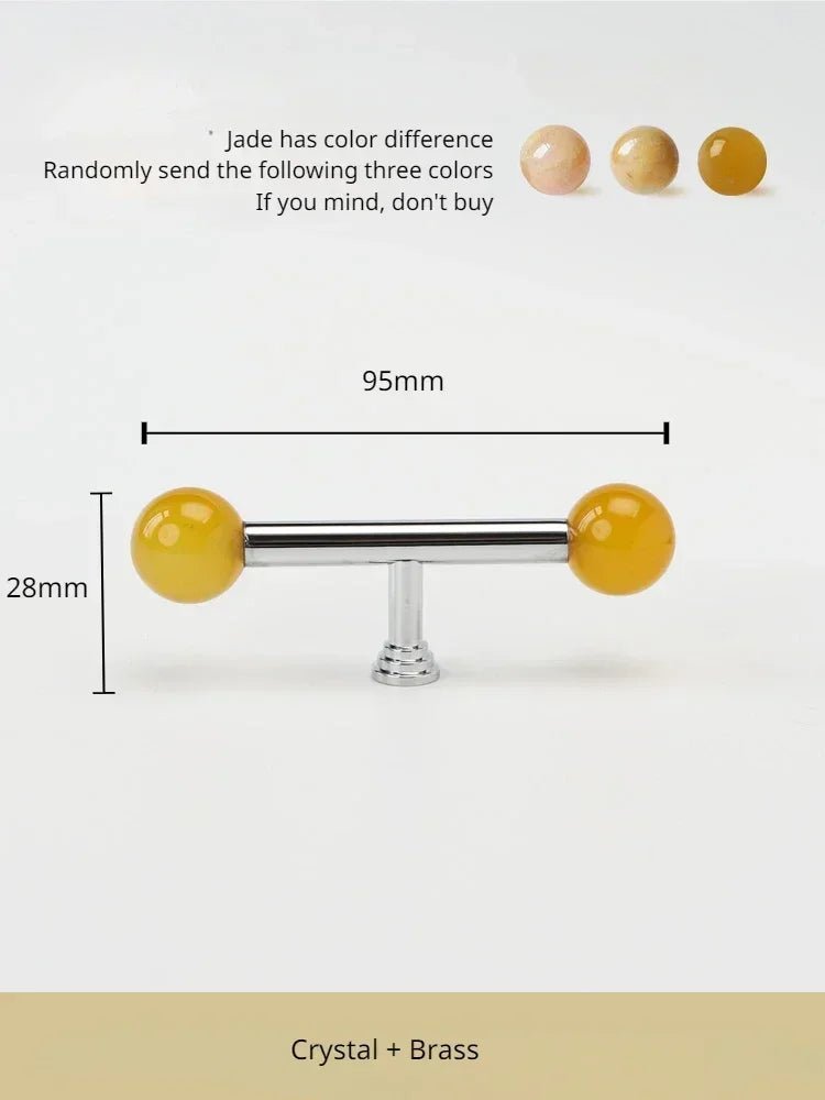 Luxury Brown Crystal Brass Handle – Double Bead Drawer Pull Design