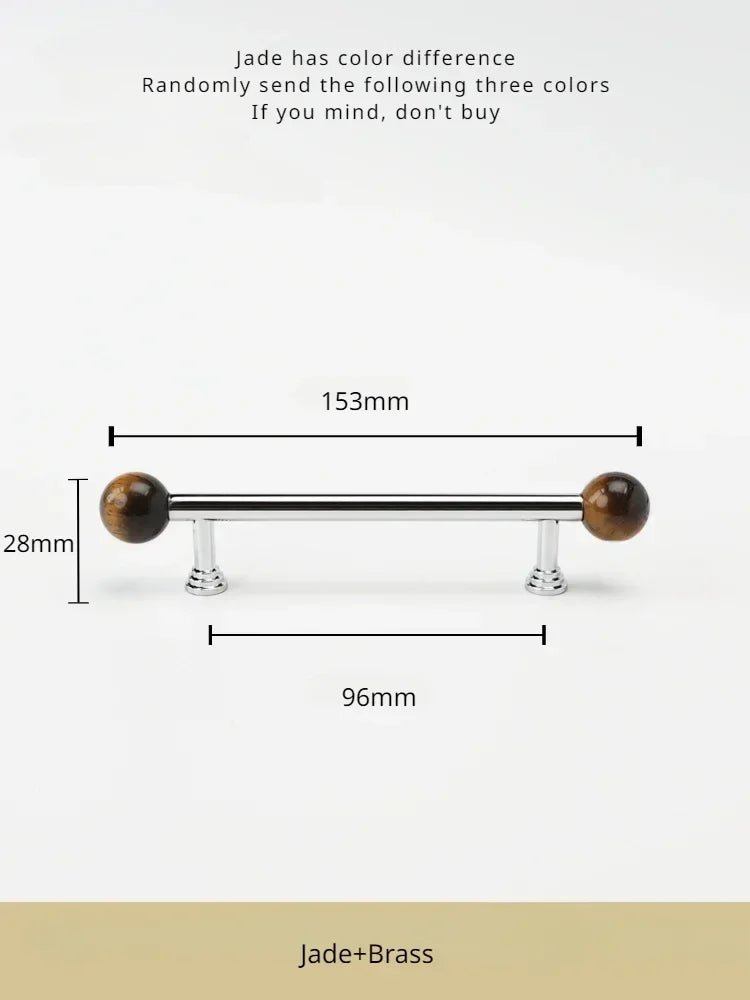 Luxury Brown Crystal Brass Double Bead Handle – Stylish Drawer Pull