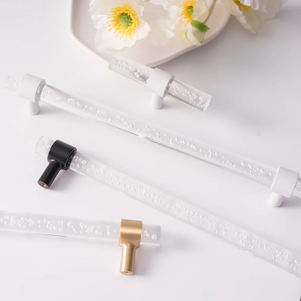 High-Quality Bubble Acrylic & Brass Pull Handles – Modern Cabinet Design