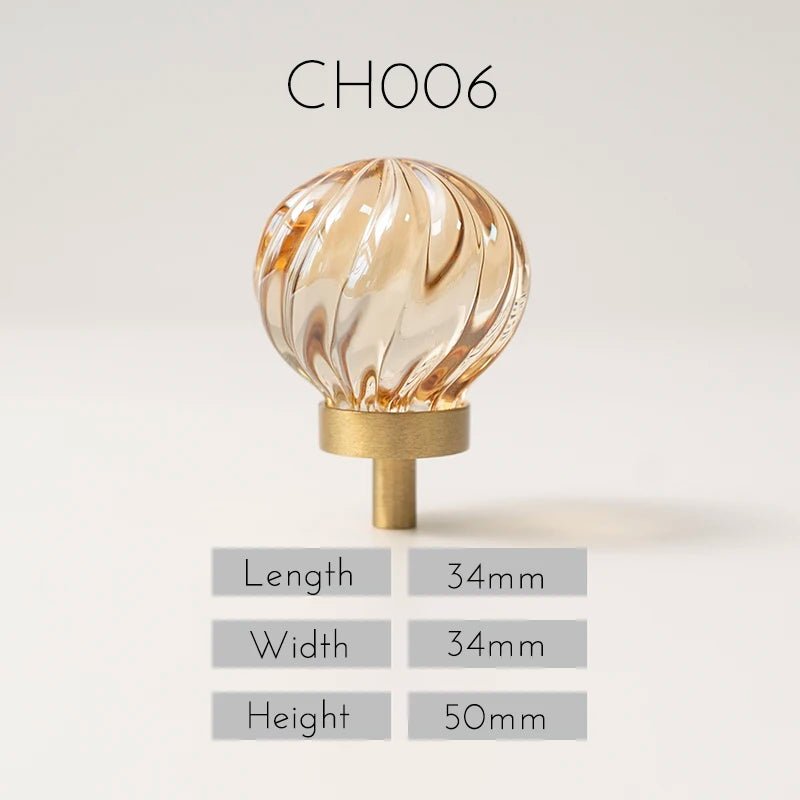 High-Quality Crystal Faceted Knobs – Brass Base Pull Handles for Cabinets