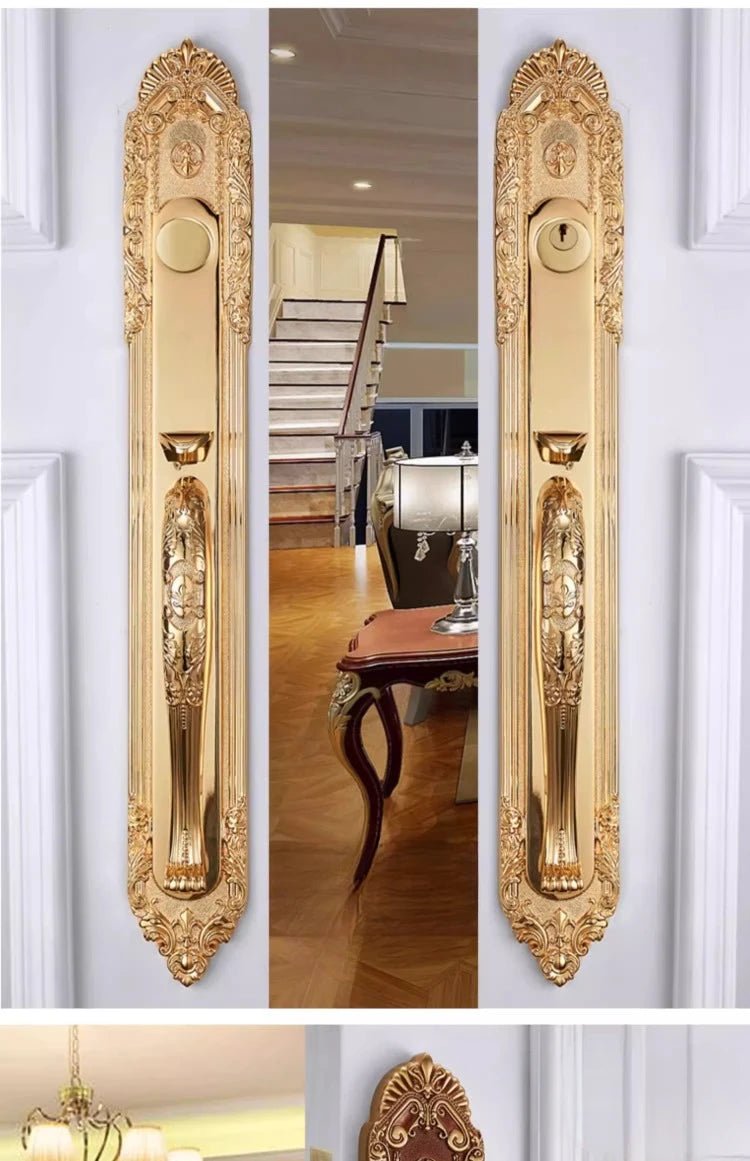 High-Quality European Brass Door Lock – Villa Entry Handle Set
