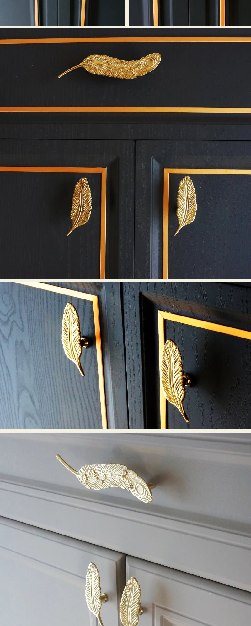 Feather Brass Cabinet Knobs – Gold Drawer Pulls