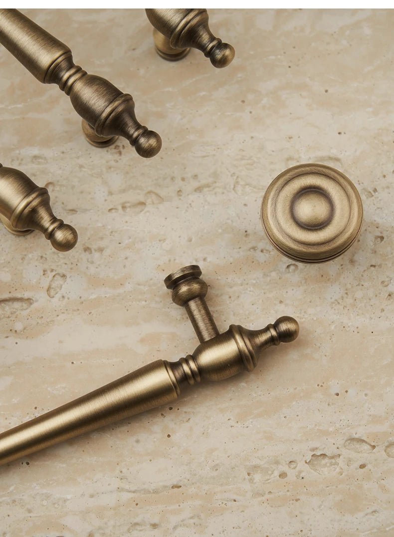 Sleek French Antique Brass Pulls for Vintage Cabinets