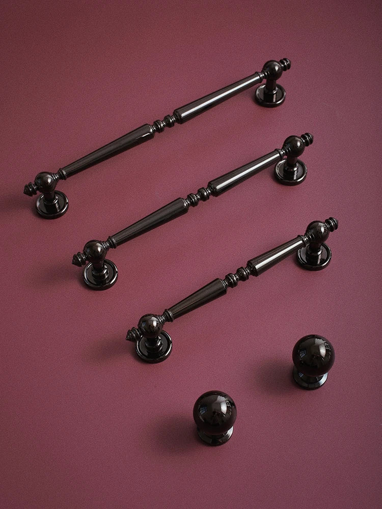 Sleek French Style Brass Handle – Dark Drawer Knob for Cabinets
