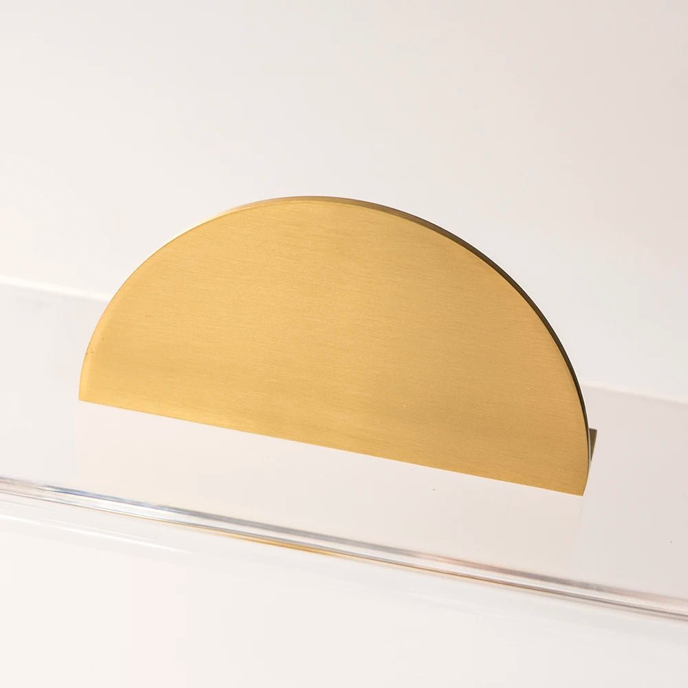 Elegant Solid Brass Semi-Circular Drawer Pull – Gold Finish