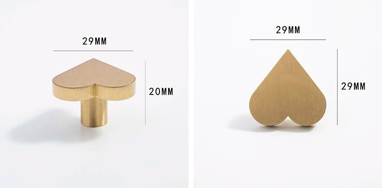 Elegant Heart-Shaped Brass Knobs – Romantic Pull Handles for Cabinets