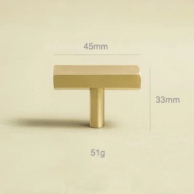 Stylish Hexagon Brass Pulls – Gold T-Bar Handles for Cabinets and Drawers
