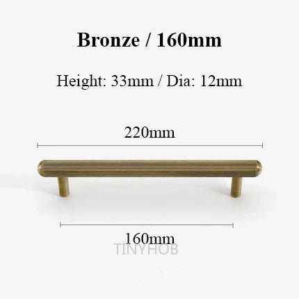 Sleek Knurled Brass Handles – Antique Bronze T-Bar Pulls for Modern Furniture