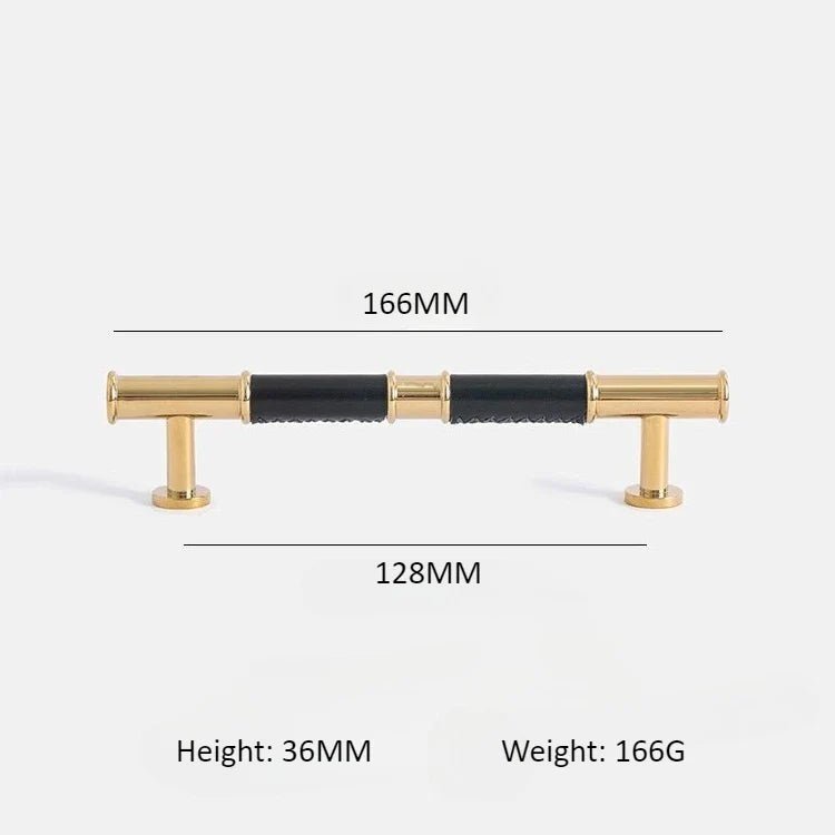 Premium Leather & Brass Drawer Pull – 5" Cabinet Handle for Furniture