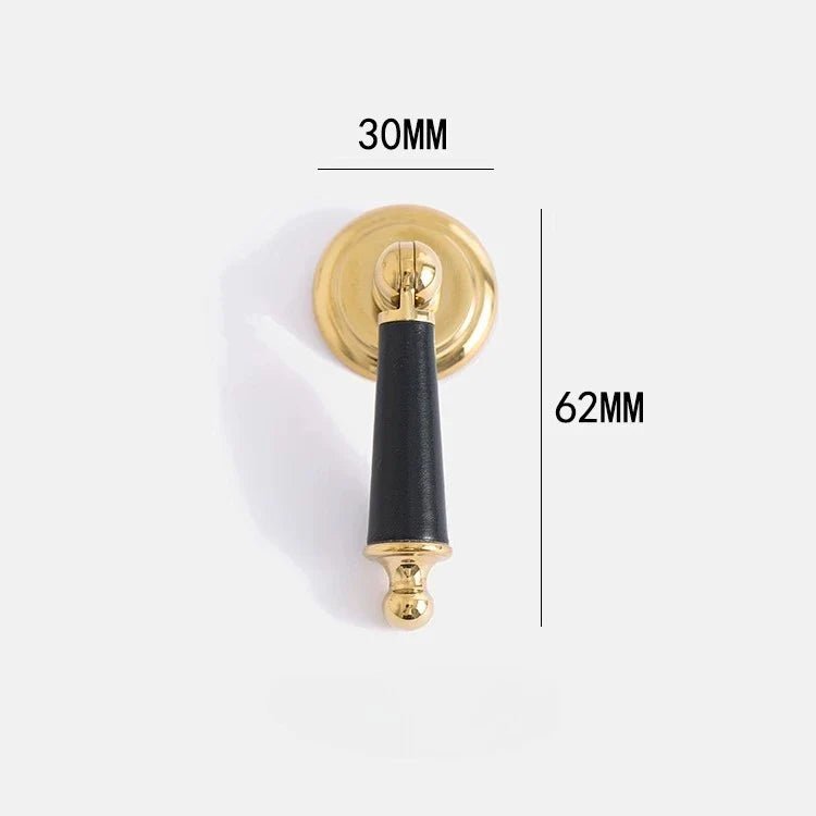 Leather & Brass Cabinet Pulls – 5" Modern Drawer Handle for Contemporary Cabinets
