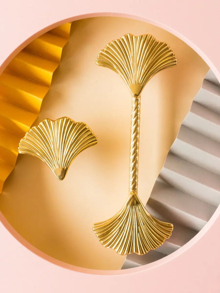 Maple Leaf Brass Knobs – Gold Cabinet Pulls