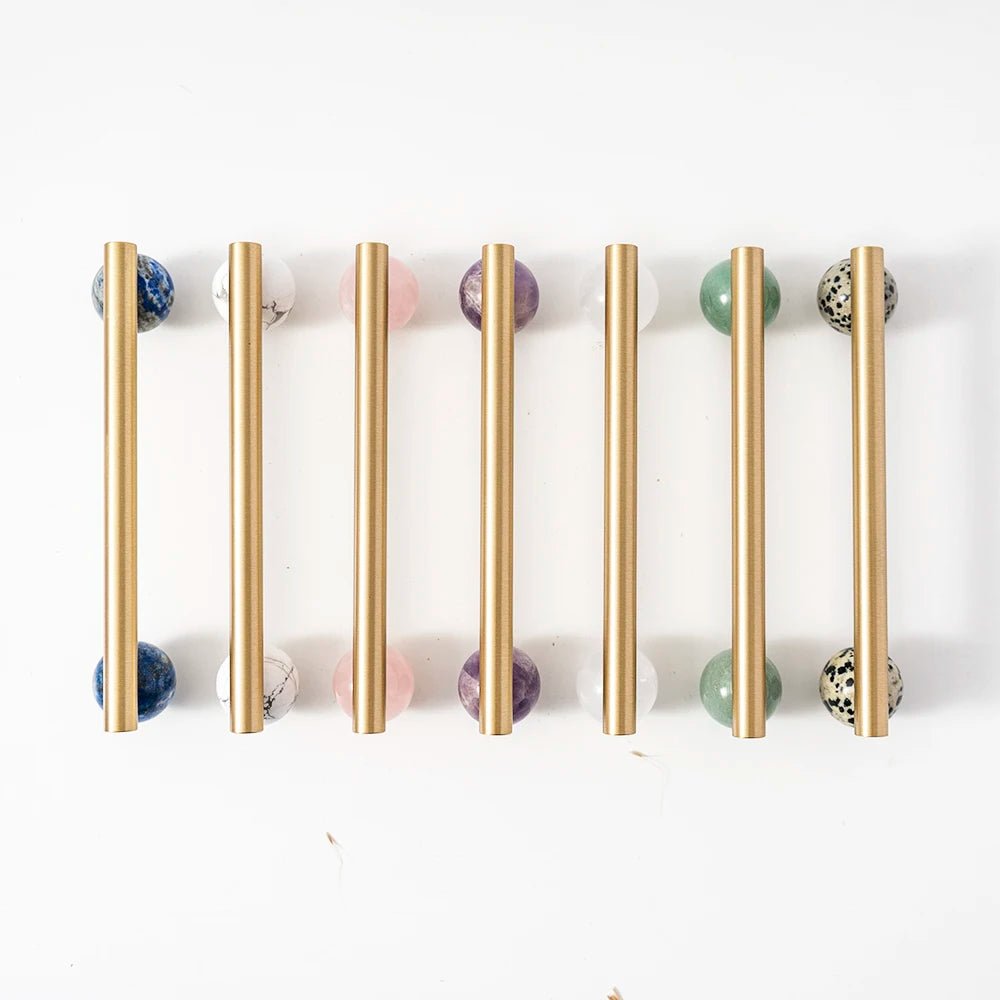 Premium Natural Marble + Brass Nordic Art Cabinet Handle