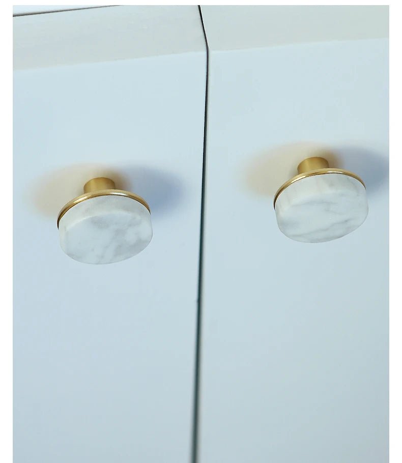 Solid Brass & Marble Knob – Premium Cabinet Hardware