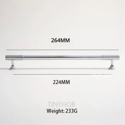 Contemporary Chrome T-Bar Cabinet Pulls – 8.8" Solid Brass Handles