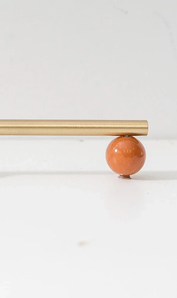 Natural Marble + Brass Cabinet Pull for Nordic Art Interiors