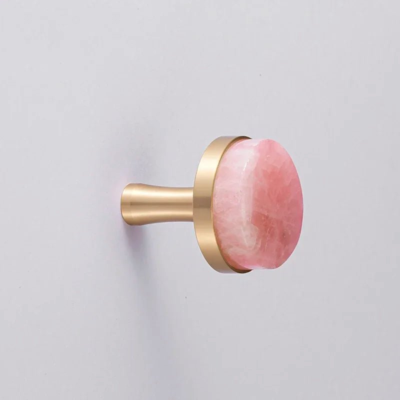 Pink Crystal Cabinet Knobs – Brass Accent Pulls
