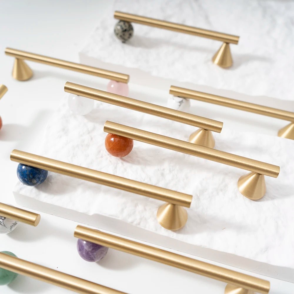 Elegant Pink Crystal Knobs – Brass Base Pull Handles for Cabinets