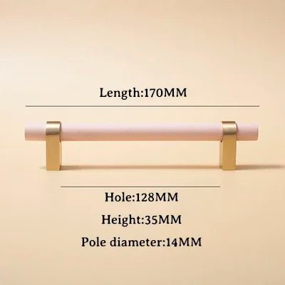 Pink Wood & Brass Handles – 5" Pulls for Stylish Cabinet Design