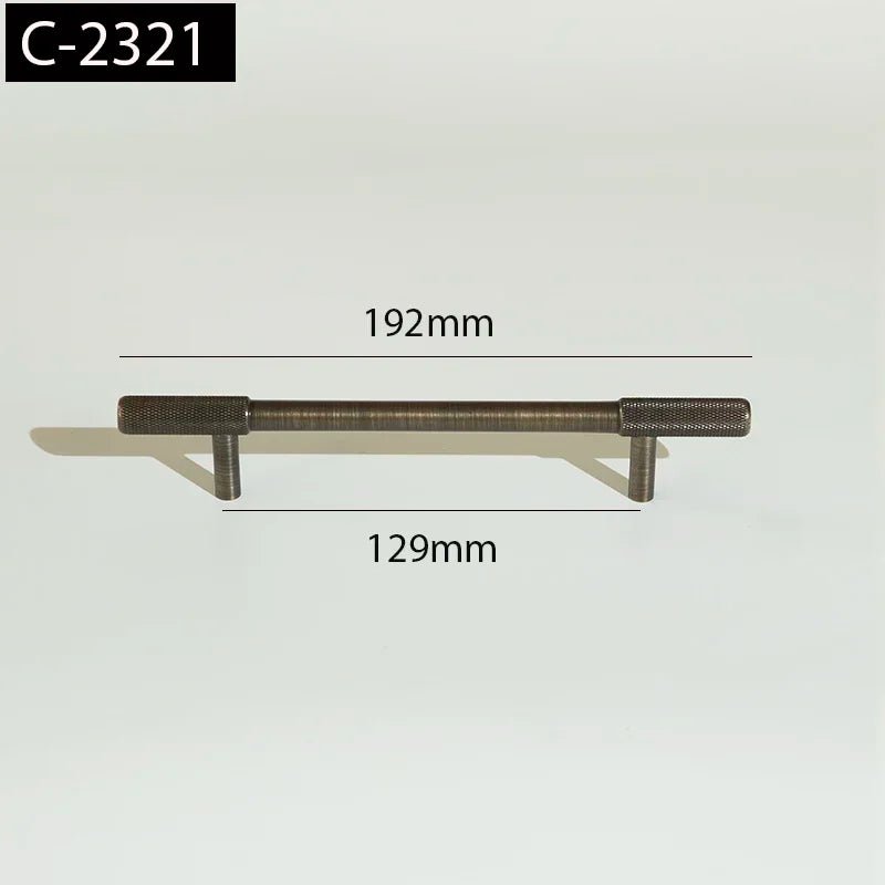 Sleek Satin Brass T-bar Cabinet Handles – Knurled Pulls for Furniture