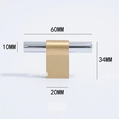 Silver T-Bar Brass Pulls for European Style Furniture