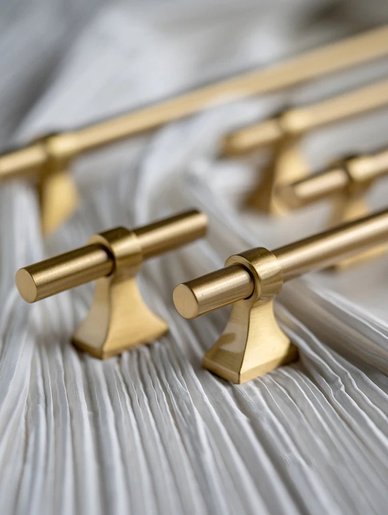 Premium Solid Brass T-Bar Pulls – Modern Kitchen & Wardrobe Knobs