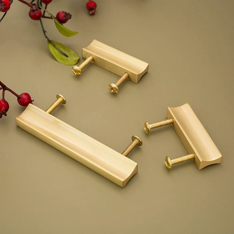 Sleek Square Brass Handles – Gold Pulls for Cabinets – 1.26"-12.6"