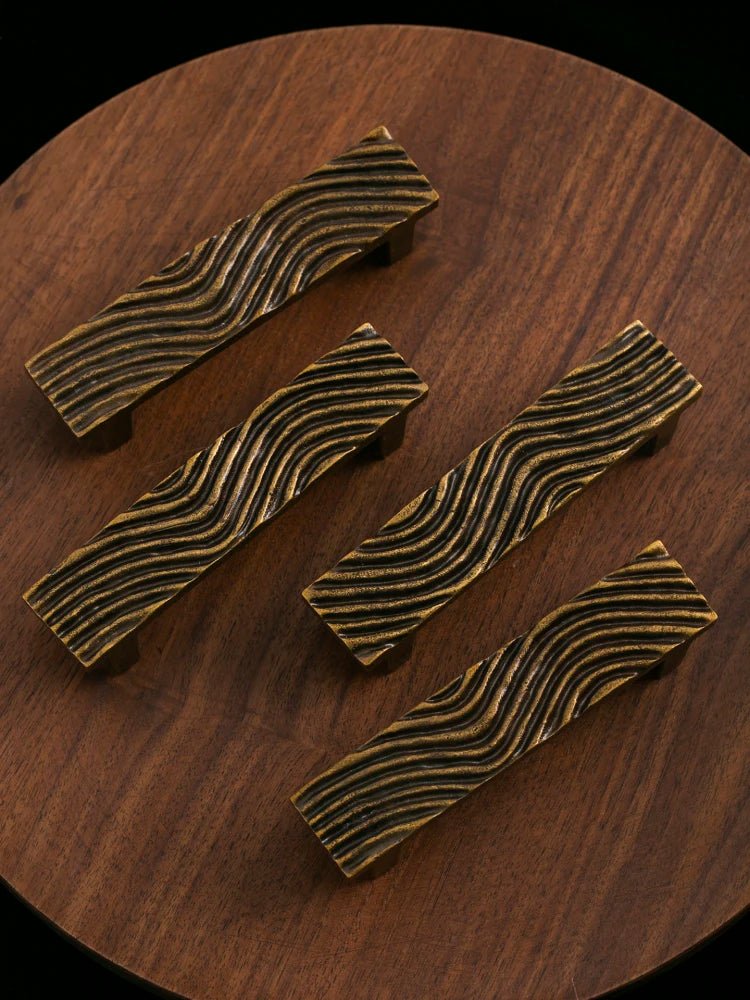 Vintage Line Brass Drawer Pulls Kitchen Cupboard Knobs