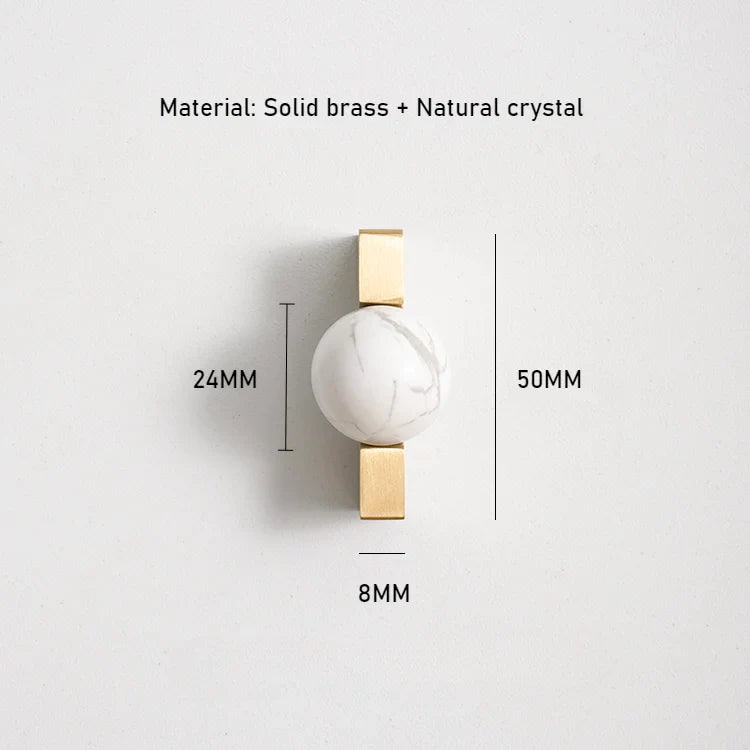 Stylish White Crystal Ball + Brass Handles – Furniture Pulls for Cabinets