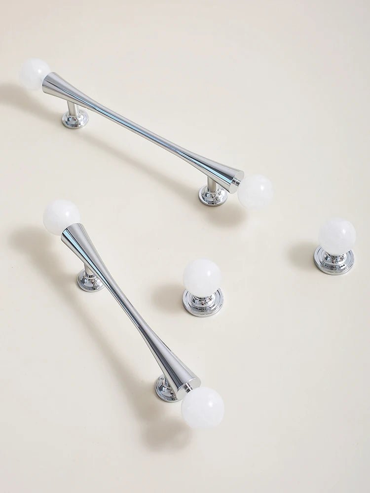 White Crystal Brass Knobs – Luxury Drawer Pulls
