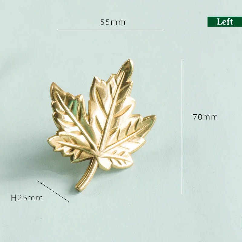 Luxury Maple Leaf Brass Knobs – Gold Pull Handles for Cabinets