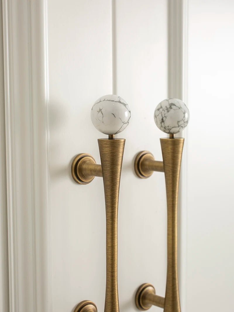 Marble & Brass Knobs – Vintage Bronze Drawer Pulls