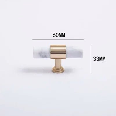 Marble & Brass T-Bar Cabinet Handle – Stylish Pink Crystal Drawer Pull